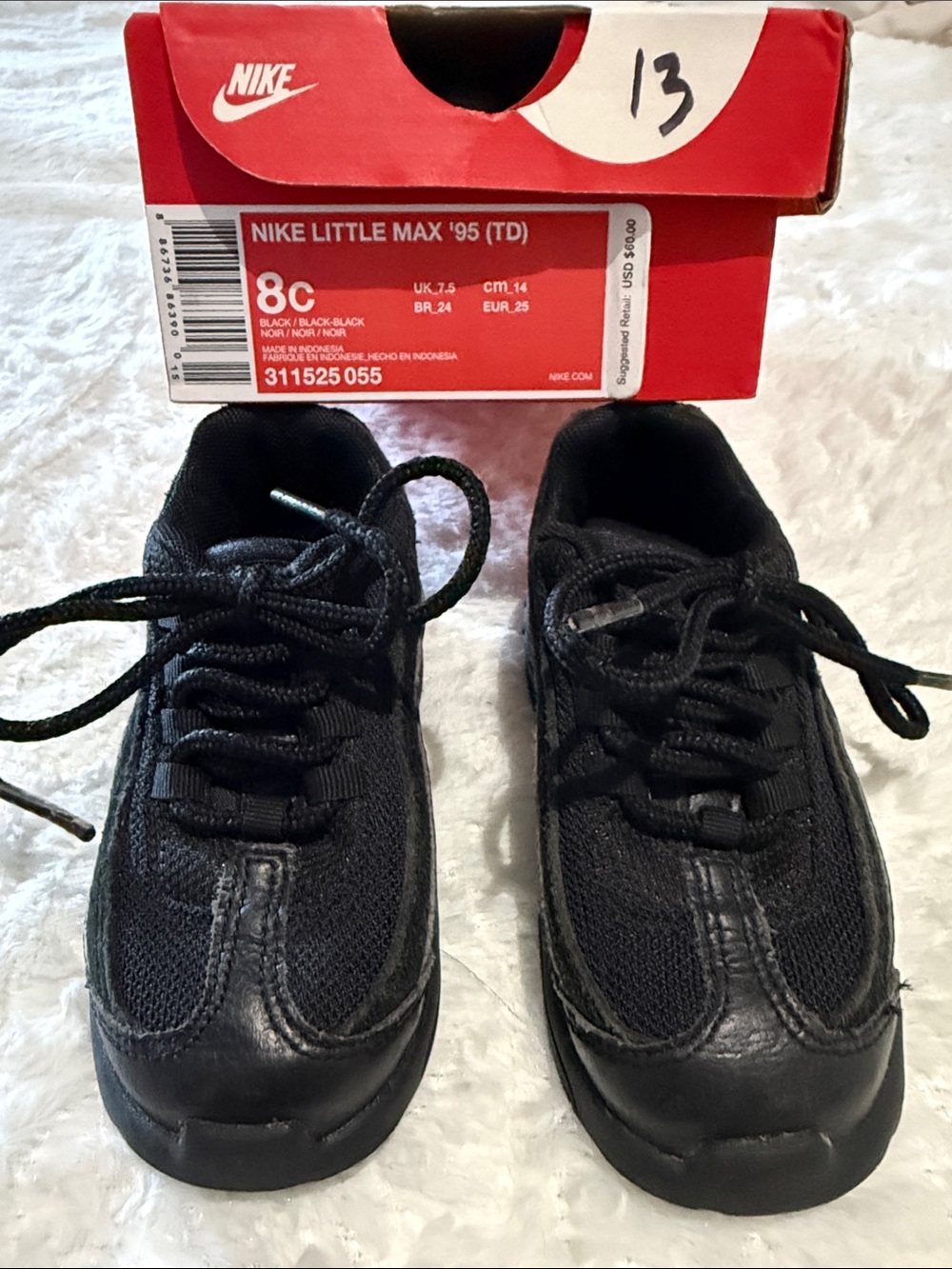 Nike Little Max ‘95 Black Sneakers size 8C